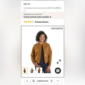 Carhartt Women's Brown Bomber Jacket